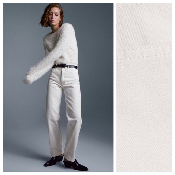 💄NWT Massimo Dutti White Mid -Waist Straight Fit Jeans. Size 4. - Picture 3 of 13